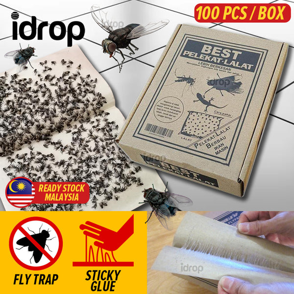 idrop [ 100PCS / BOX ] BEST Sticky Fly Trap / Perangkap Pelekat Lalat / 苍蝇贴纸(100P/BOX)