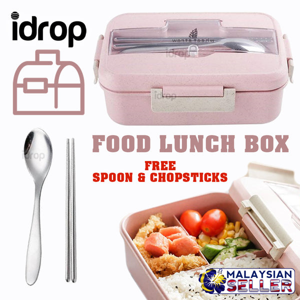 idrop Rectangular Lunch Box with Spoon & Chopsticks