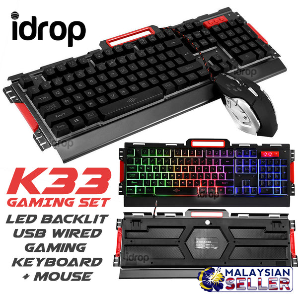 idrop K33 GAMING SET - LED Backlit USB Wired Gaming Keyboard + Mouse