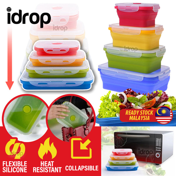 idrop [ 4PCS ] Collapsible Foldable Food Storage Box / Kotak Simpan Makanan / 四件套折叠碗 [ 350ml / 500ml / 800ml / 1200ml ]