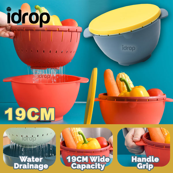 idrop 19CM Double Layer Fruit Vegetable Wash Basket Food Bowl