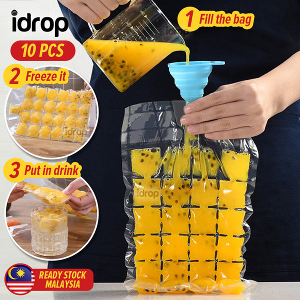 idrop [ 10PCS ] Disposable Ice Pack with 24 Compartments / Paket Ais Pakai Buang / 一次性制冰袋(1片24格,1袋 10片)