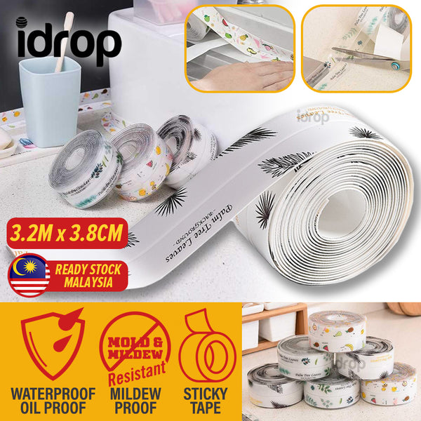 idrop [ 3.2M x 3.8XM ] Kitchen Waterproof Mildew Proof Seal Protective Sticky Tape