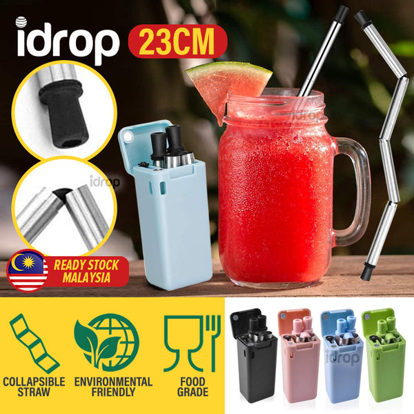 idrop Collapsible Straw SUS304 Stainless Steel / Straw Sedut Boleh Lipat / 折叠吸管SUS304不锈钢