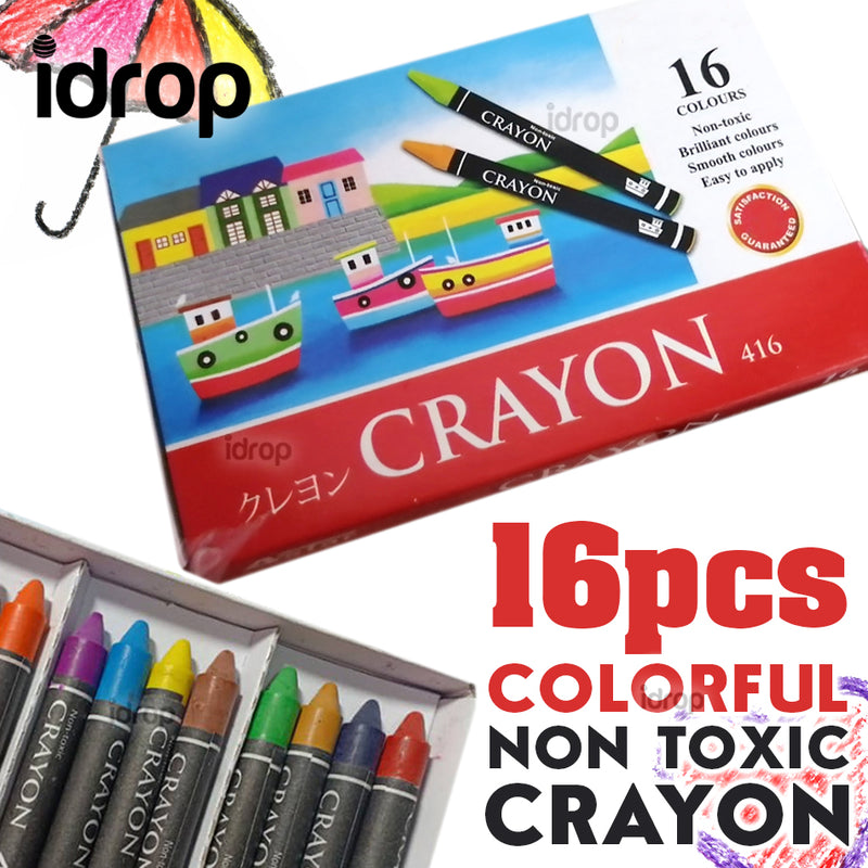 Idrop 16pcs Non Toxic Kids Stationary Drawing Coloring Color Crayon for Children