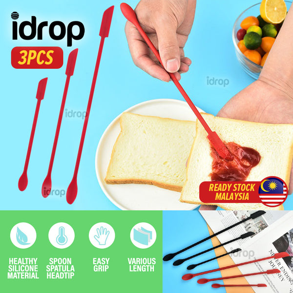 idrop [ 3PCS ] Silicone Mini Spatula Spoon Set / Sudu Spatula Kecil / 迷你硅胶刮刀勺三件套 (15.5+23.5+30.5CM)