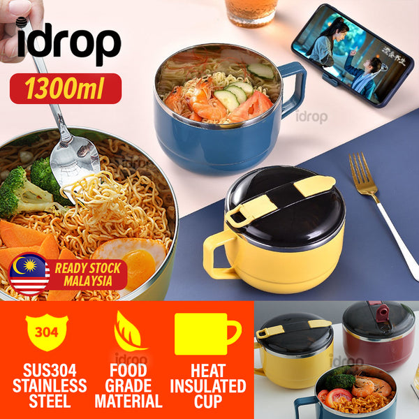 idrop Stainless Steel Heat Insulated Food Storage Eating Cup with Lid Cover [ SUS304 ]