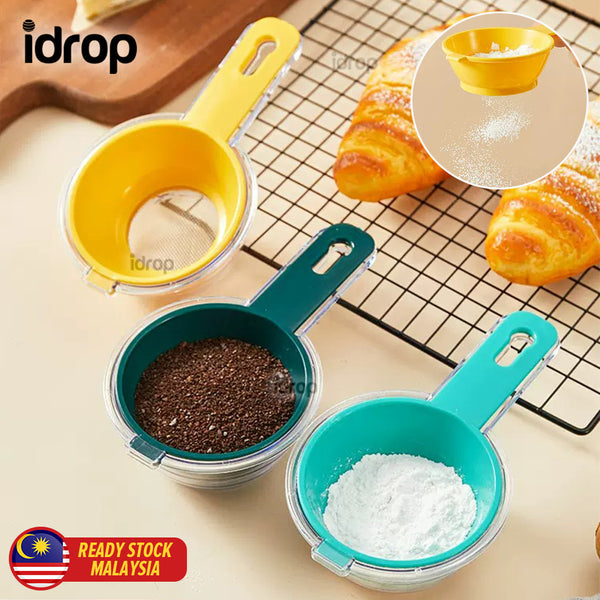 idrop [ 150ml ] Flour Powder Sieve Measuring Scoop Spoon / Penapis & Pengukur Tepung Halus / 塑料带底米筛