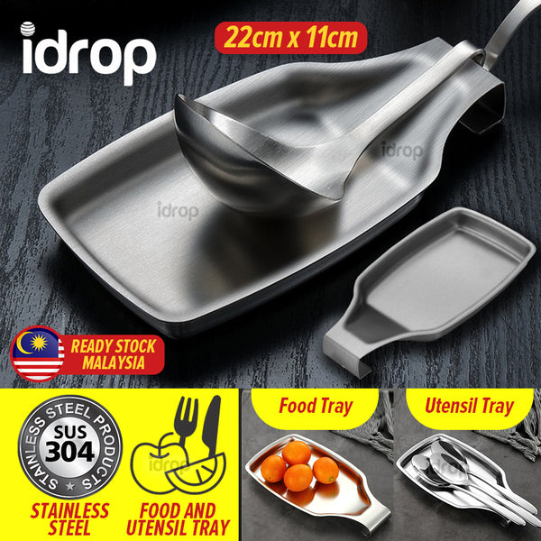 idrop SUS304 Stainless Steel Utensil Tray Plate / Dulang Perkakas Keluli Tahan Karat / 不锈钢台面搁盘本色(304)