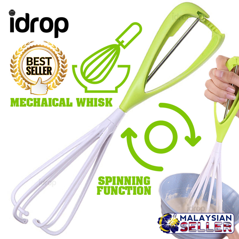 idrop Rotating Stainless Steel Egg Beater Whisk