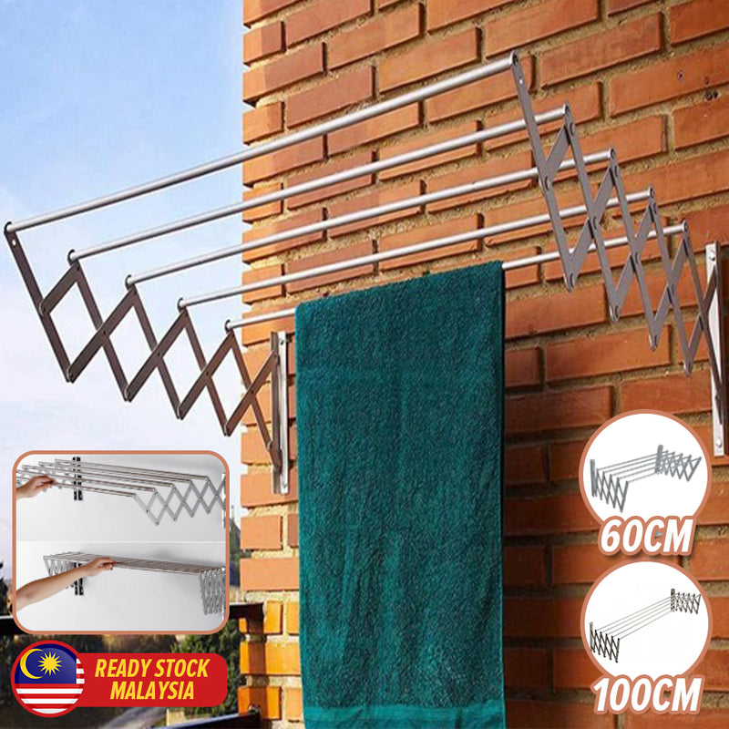 idrop [ 60CM / 100CM ] Wall Mounted 5 Bar Extendable Space Saving Clothes Laundry Hanger / Rak Gantung Baju basuhan 5 Palang / 壁挂式 5 杆可扩展节省空间的洗衣衣架