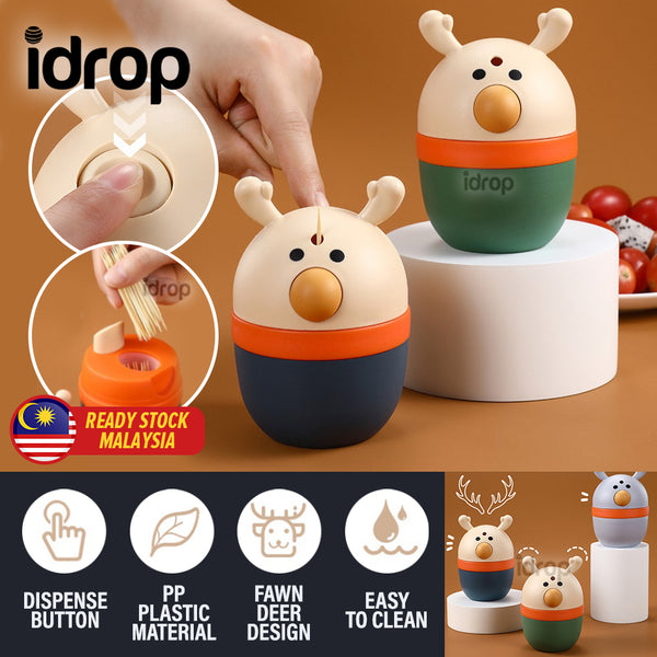 idrop Toothpick Holder Storage Box Fawn Deer Design / Kotak Simpan Pencungkil Gigi Corak Rusa / 小鹿牙签盒