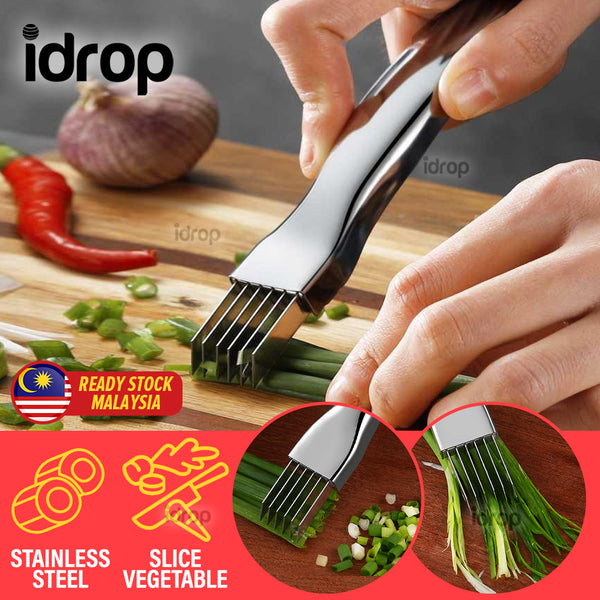 idrop Stainless Steel Vegetables and Scallion Cutter & Slicer / Pisau Bilah Pemotong Sayur / 不锈钢松肉器(不锈钢切葱器