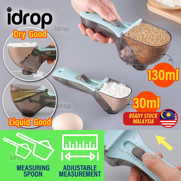 idrop [ 2PCS ] Adjustable Measuring Spoon / Sudu Dapur Pengukur Boleh Laras / 可调量勺 [ 30ml / 130ml ]