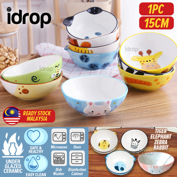 idrop [ 15CM / 1 PC ] Children Ceramic Food Bowl Tableware Set / Set Mangkuk Makan Seramik Kanak-Kanak / 陶瓷碗 6^陶瓷碗浮雕手绘-