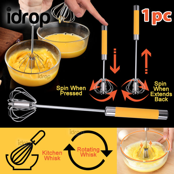 idrop Rotating Stainless Steel Egg Beater Whisk