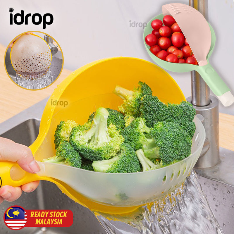 idrop Fruit Vegetable Wash Cleaning Drainage Basket / Bekas Penapis Dan Pencuci Sayur & Buah / 创意沥水勺