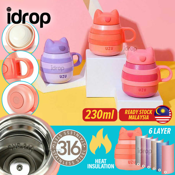 idrop [ 230ml ] Heat Insulation SUS316 Stainless Steel Water Cup / Cawan Minum Keluli Tahan Karat / 保温SUS316不锈钢水杯