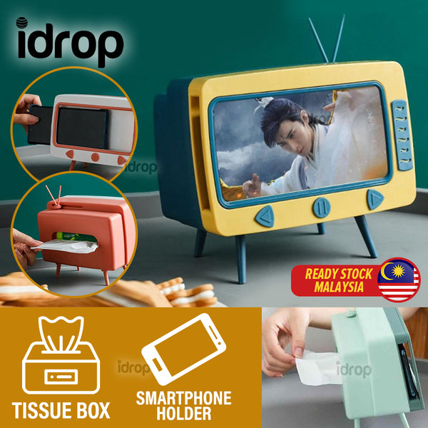 idrop [ 2 IN 1 ] TV Design Tissue Box & Smarphone Holder