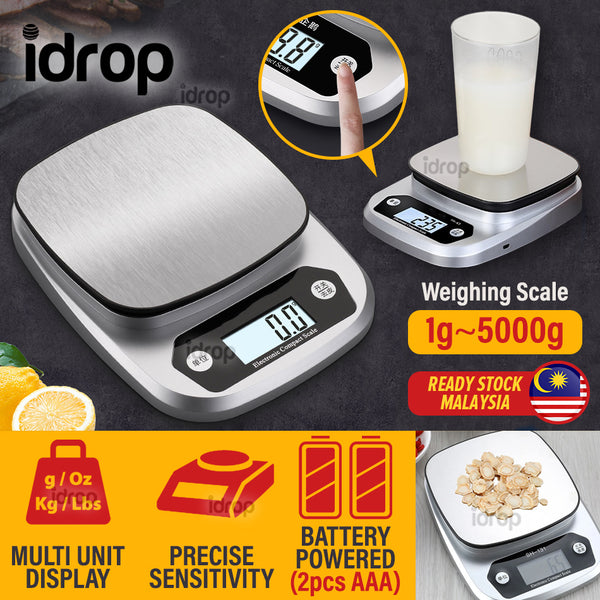 idrop High Precision Digital Electronic Kitchen Weighing Scale [ 1g ~ 5000g ] / Penimbang Berat Elektronik / 高精度数字电子厨房秤