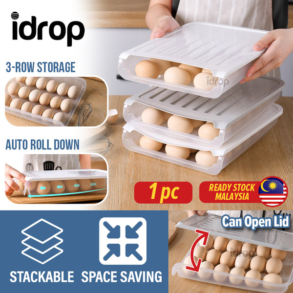 idrop Kitchen Stackable Egg Storage Box Tray [ 25cm x 30.5cm x 6cm ] [ 1PC ]