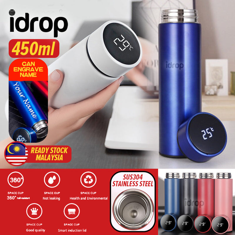 idrop [ 450ml ] Stainless Steel Smart Heat Insulation Drinking Flask [ LASER ENGRAVE NAME ] / Cawan Minum Tahan Panas [ TULIS NAMA MESIN LASER ]/ 不锈钢智能测温杯(智能杯)304 [ 激光雕刻名称 ]