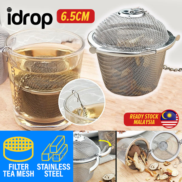 idrop [ 6.5CM ] Stainless Steel Tea Herb Mesh Netball Filter / Penapis Teh Herba / 网味球(桶型)(EASY FILTER)(铭威)