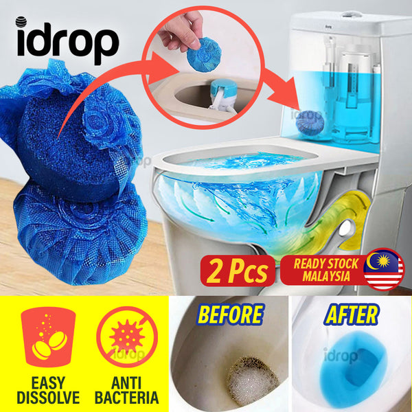 idrop [ 2pcs ] Toilet Bowl Anti bacterial Cleaning Block Detergent Tablet / Pembersih & Pembunuh Kuman Pencuci Jamban / 2个装蓝泡泡