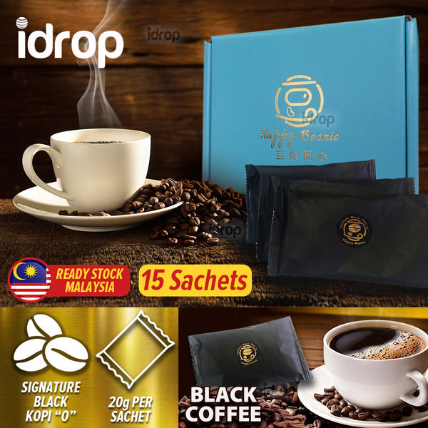 idrop HAPPY BEANIE Signature Black Kopi "O" [ 15 Sachets ] / Minuman Asli Kopi O / 招牌黑咖啡