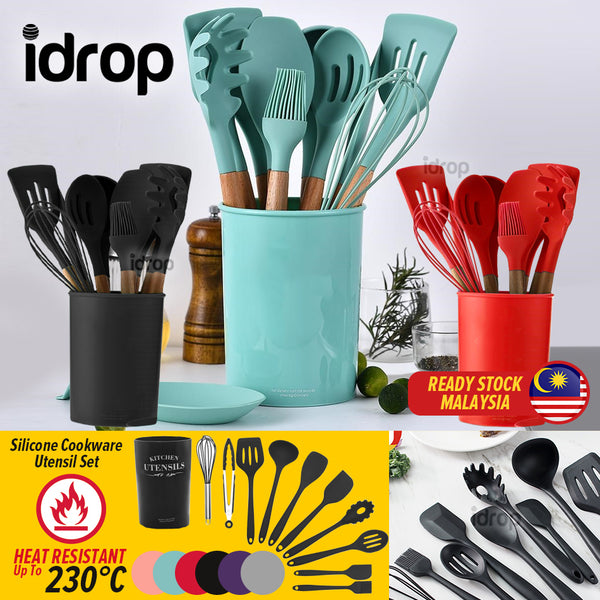 idrop 230°C Heat Resistant Kitchen Food Grade Cooking Silicone Utensils Cookware Kitchenware Set