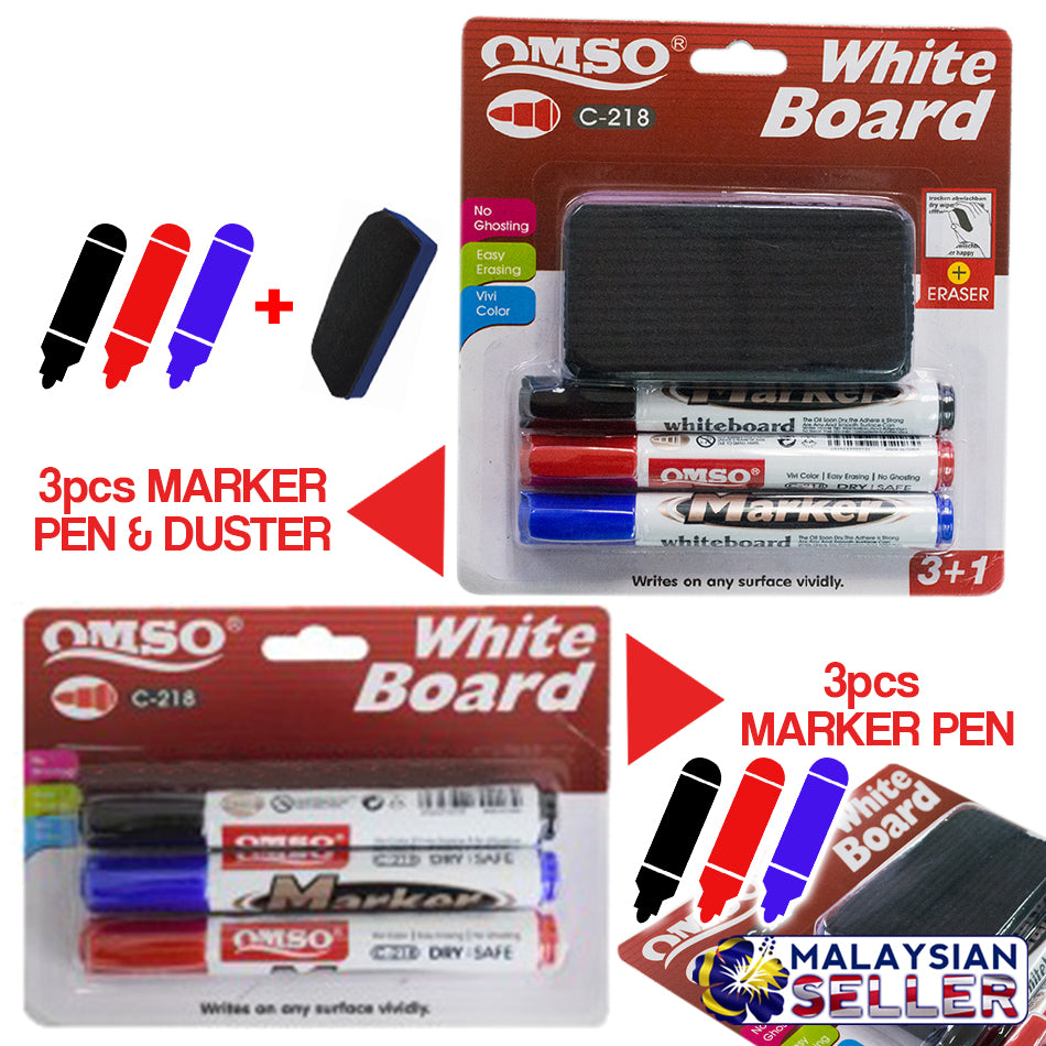 BPE-087 1 SET 3pcs Mix Colour White Board Marker Pen and 1pcs