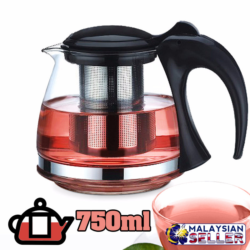 idrop 750ml Glass Tea Pot with Stainless Steel Inner Filter [ JMHA082B ]