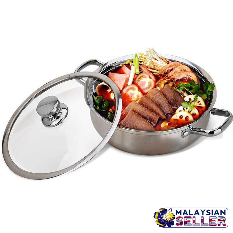 idrop 32CM Kitchen Cooking Hot Pot with Glass Lid