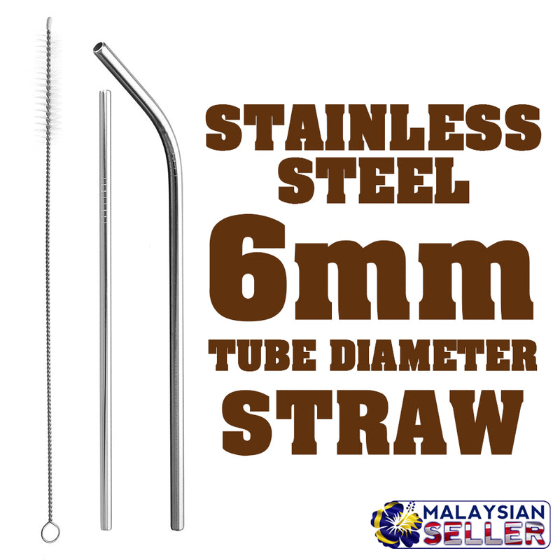 idrop 3pcs Stainless Steel Drinking Straw Set [ 6mm ]