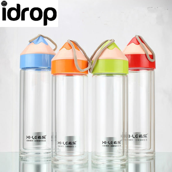 Idrop BL1364#280ml Fashion Creative Pencil Double Glass Bottle