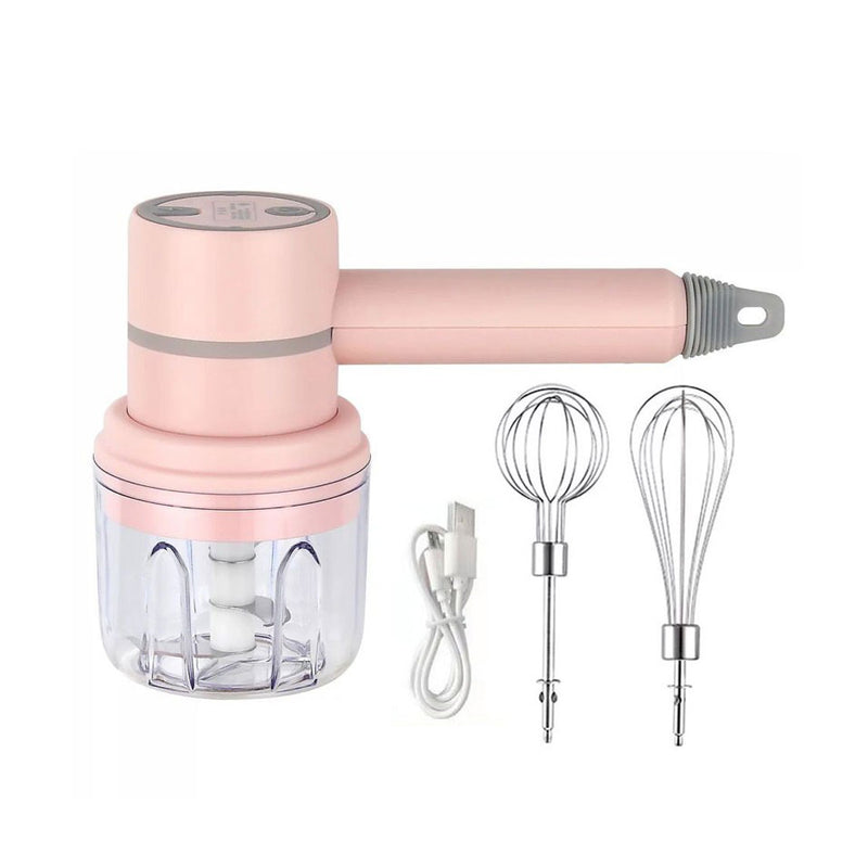 idrop [ 3 IN 1 ] 250ml Multifunction Mini Electric Egg Beater Whisk & Blender USB Powered / Pemukul Telur Elektrik Mini Pelbagai Fungsi & Pengisar USB / 20W三合一 玻璃250ML料理机(三叶刀, 12线棒, 奶油棒)