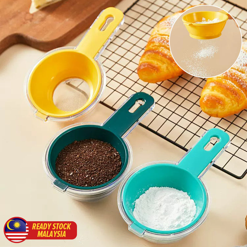 idrop [ 150ml ] Flour Powder Sieve Measuring Scoop Spoon / Penapis & Pengukur Tepung Halus / 塑料带底米筛