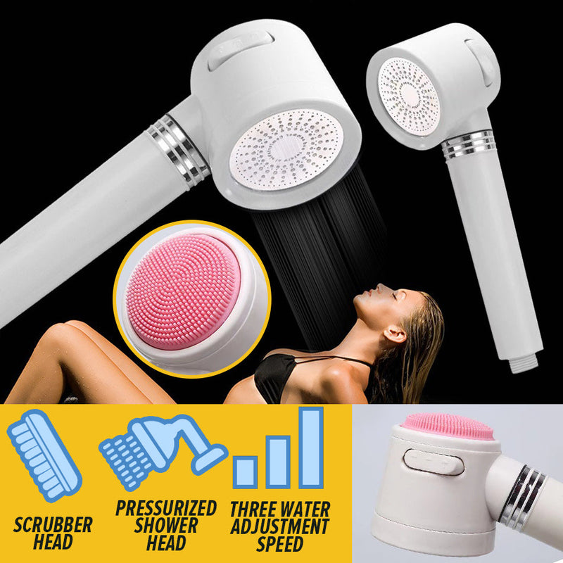 idrop Pressurized Shower Head with Scrubber Brush / Pancuran Air Bilik Mandi / 带搓头花洒