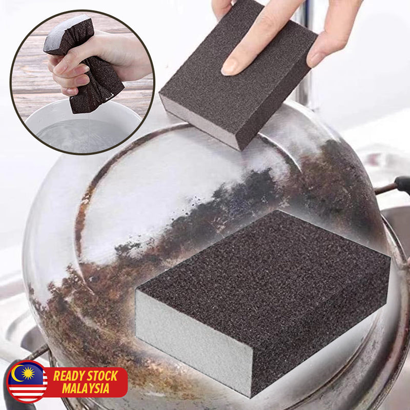 5/1pcs Black Emery Sponge Brush Rust Remover Dish Brush Pot