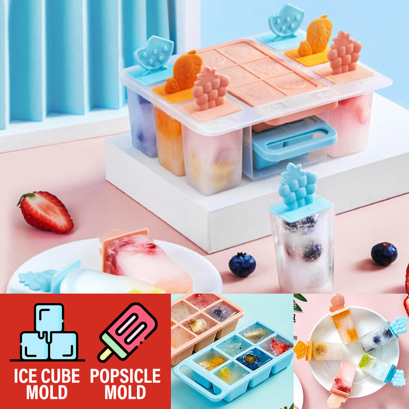 idrop Multifunctional Ice Creaam Popsicle & Ice Cube Mold Tray / Acuan Kiub Ais dan Aiskrim Pelbagai Guna / 消消乐多功能冰模+冰格