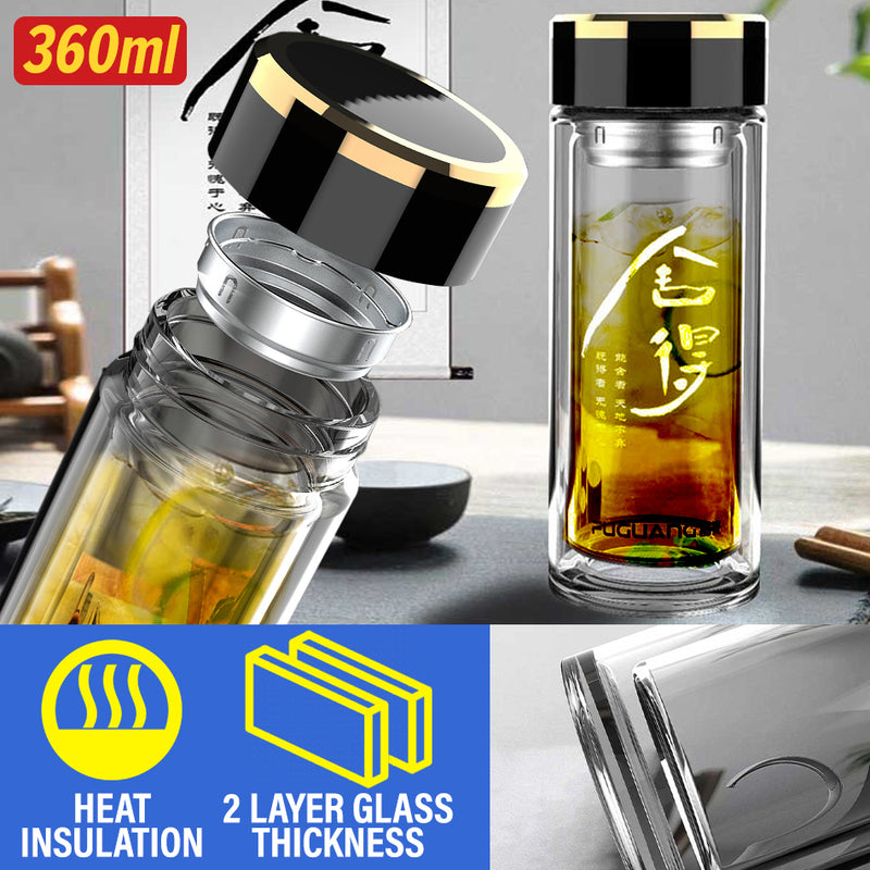 idrop [ 360ml ] Double Layer Thickness Heat Insulation Herbal Tea Drinking Flask with Filter [ Various Design / Custom Design ]