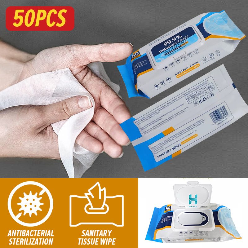 idrop [ 50PCS ] 99.9% Disinfectant Alcohol Sanitary Wipes [ 15cm x 20cm ] / Tisu Lap Sanitari Alkohol Pembasmi Kuman 99.9% / 15CM*20CM含酒精湿巾SANITARY WIPES(50片)