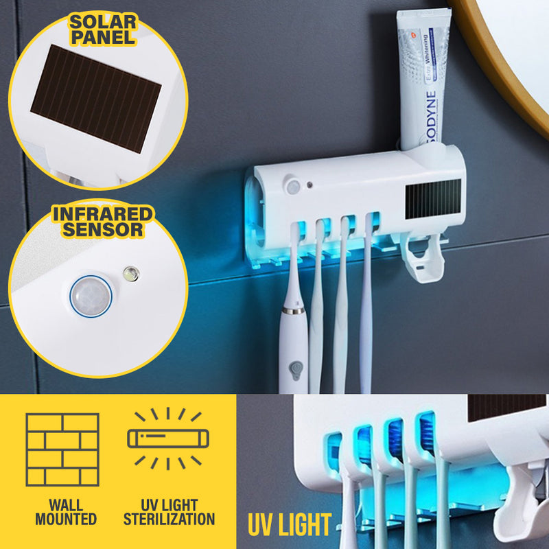 idrop Wall Mounted Toilet Toothbrush & Toothpaste Holder with UV Sterilization Light / Tempat Pemegang Simpanan Ubat Gigi & Berus Gigi / 带紫外线杀菌灯的壁挂式马桶牙刷和牙膏架