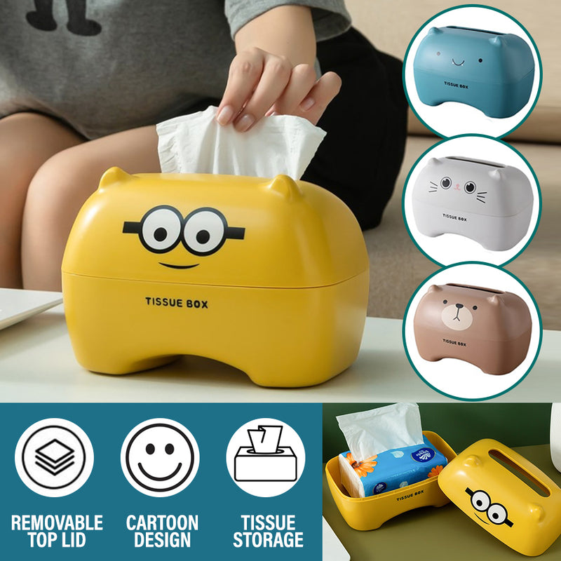 idrop Cute Cartoon Plastic Storage Tissue Box / Kotak Tisu Plastik Kartun Comel / 塑料卡通面纸纸巾盒