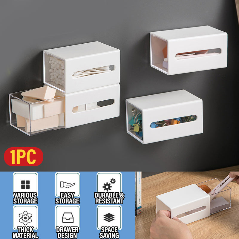 idrop Wall Mounted Storage Organizer Box / Kotak Penyimpanan Barang Dinding / (强力胶)壁挂抽屉式收纳盒(壁挂双向小物收纳盒)