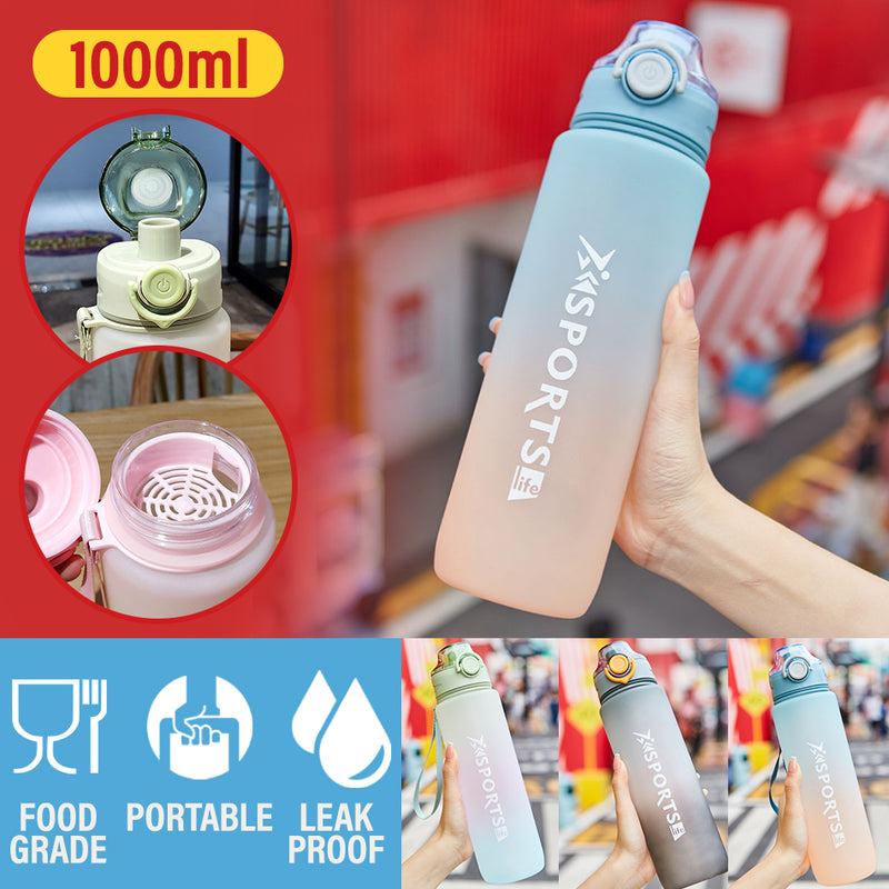 idrop Gradient Color Drinking Water Bottle / Botol Air Warna-Warni / 1000ML新款渐变色塑料水壶