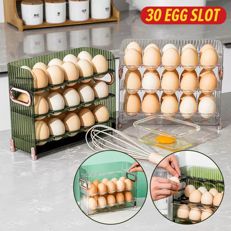 idrop [ 3 LAYER ] Partition Folding Egg Storage Box Container / Bekas Peyimpanan Telur Bertingkat / 隔板折叠式鸡蛋收纳盒(三层)