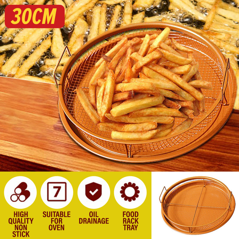 idrop [ 30CM ] Home Oven Air Fryer Rack Tray / Dulang Rak Goreng / 圆形炸物篮子带地盘套装(圆30CM)