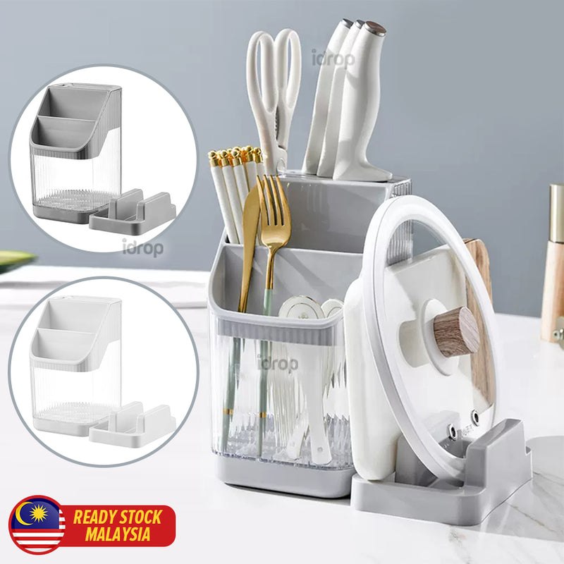 idrop Multifunctional Kitchen Knife Chopstick & Utensil Holder Storage Rack / Rak Sudu Garfu Penyimpanan Pelbagai Guna / PET刀架筷笼OPP袋包装