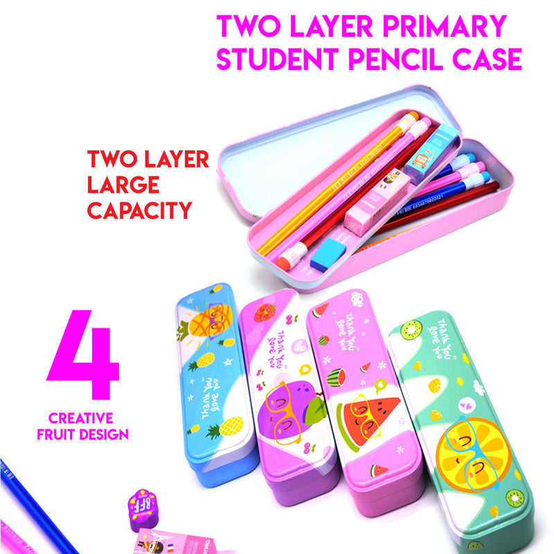 idrop Creative Fruit Design Kids Student Pencil Case Two Layer